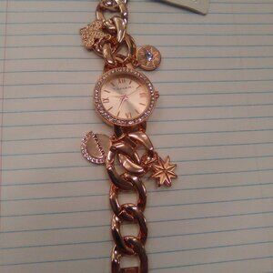 Women's Tahari Rosetone Crystal Accented Bracelet watch